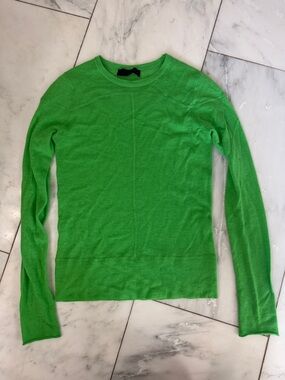 Zara women’s small bright green soft roll hem long sleeve lightweight knit top